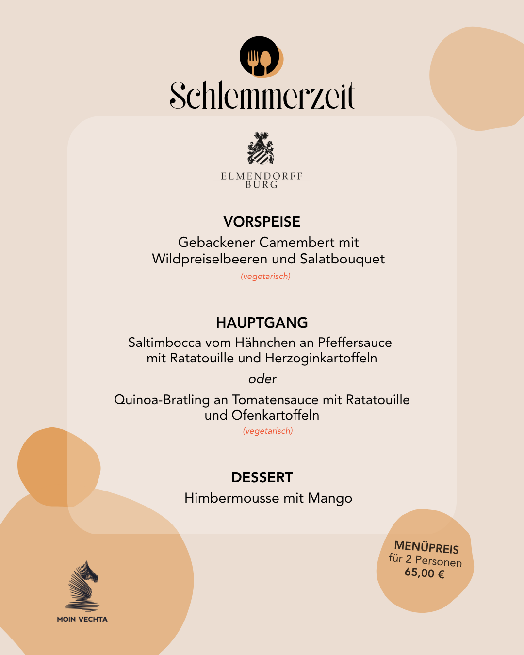 Elmendorffburg Vechta Schlemmerzeit Menü