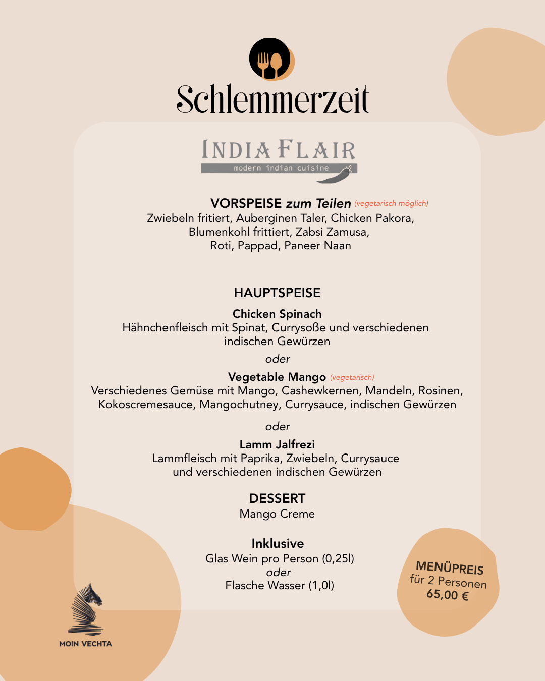 India Flair Vechta Schlemmerzeit Menü