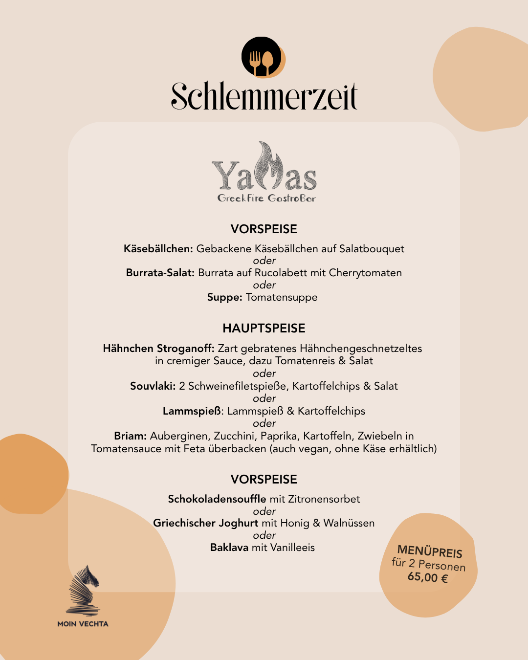 Yamas Schlemmerzeit Menü